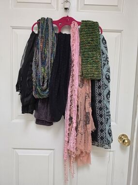 Mixed Lightweight Scarves Bundle - Black, Pink, Green, Blue